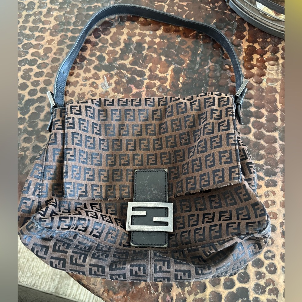 Vintage Fendi Monogram Brown and Black Messenger Bag - Picture 9 of 16
